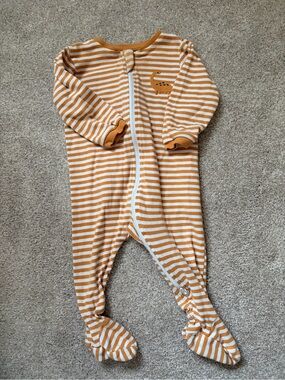 Pekkle - Striped Mustard & White Footed One-Piece